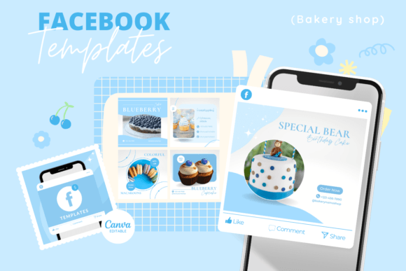 Download Facebook Post Templates Sweet Blue - Facebook Collection
