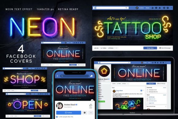 Download Neon Facebook Covers - 4 PSD - Facebook Collection