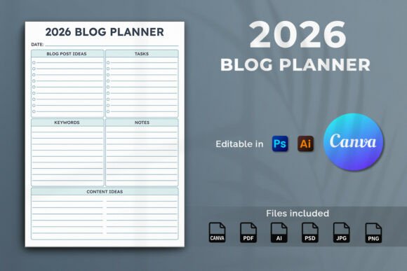 Download 2026 Blog Planner Template - Premium Resources