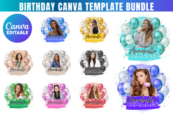 Download Birthday Canva Editable Template Bundle - Template bundle Collection