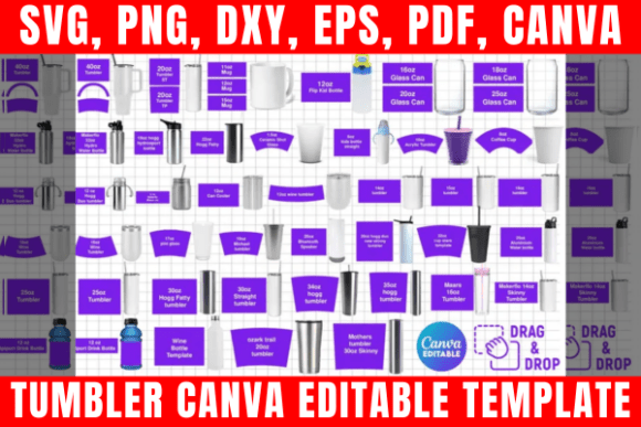 Download Tumbler Canva Editable Template Bundle - Template bundle Collection